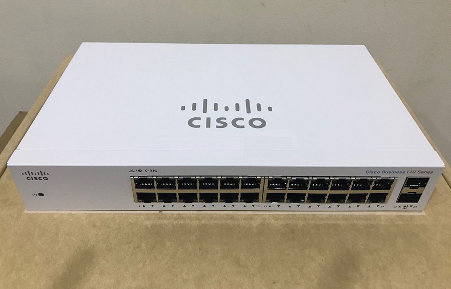 Thiết bị chuyển mạch Cisco CBS110 Unmanaged 24-port GE, 2x1G SFP Shared - CBS110-24T-EU mặt trước