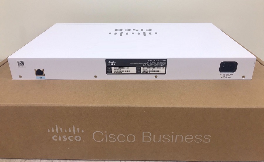 Thiết bị chia mạng Cisco CBS220 Smart 24-port GE, 382W PoE+, 4 Gigabit SFP - CBS220-24FP-4G mặt sau