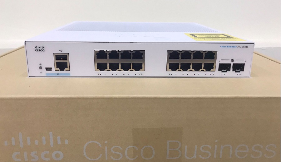 Thiết bị chuyển mạch Cisco CBS250 Smart 16-port GE, 2x1G SFP - CBS250-16T-2G-EU mặt trước