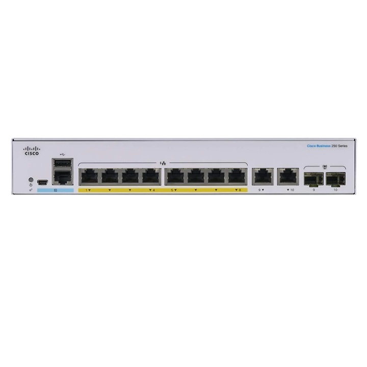 Cisco CBS250 Smart 8-port GE, PoE, Ext PS, 2x1G Combo - CBS250-8P-E-2G-EU