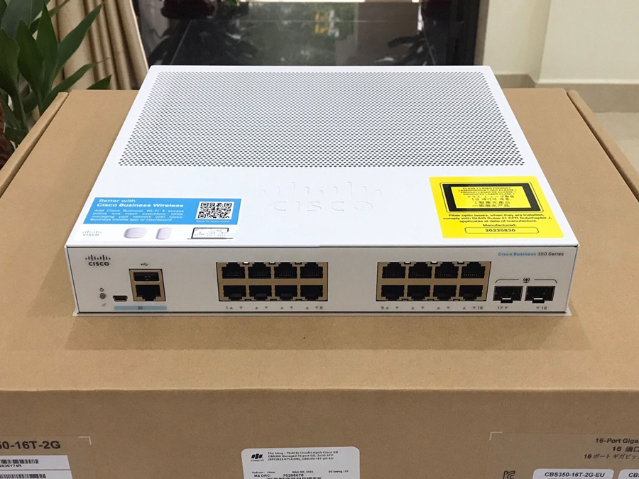 Thiết bị chuyển mạch Cisco CBS350 Managed 16-port GE, 2x1G SFP - CBS350-16T-2G-EU mặt trước