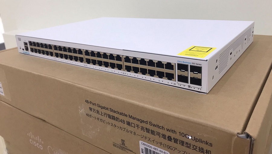 Thiết bị chuyển mạch Cisco CBS350 Managed 48-port GE, 4x10G SFP+ - CBS350-48T-4X-EU mặt nghiêng