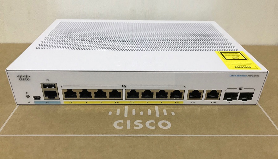 Cisco CBS350 Managed 8-port GE, Full PoE, Ext PS, 2x1G Combo - CBS350-8FP-E-2G-EU mặt trên trước
