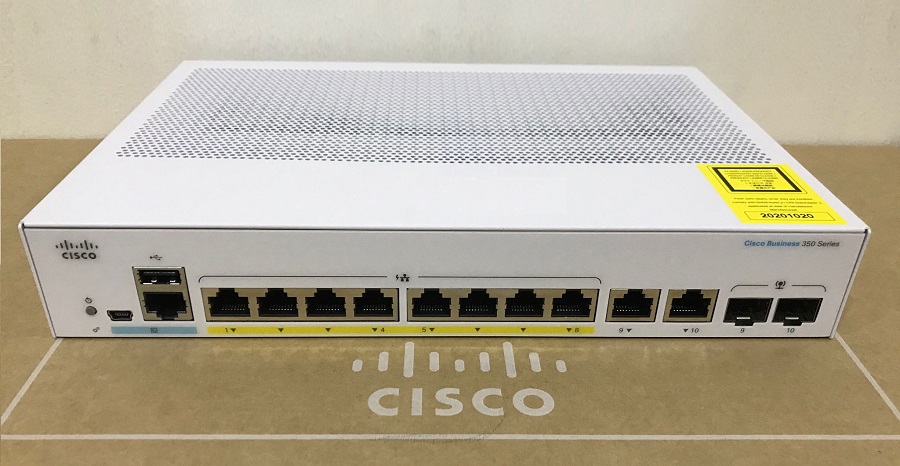 Mặt trước của thiết bị chuyển mạch Cisco CBS350-8P-E-2G-EU
