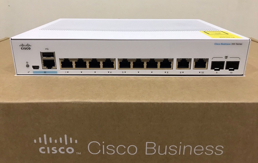 Mặt trước của Cisco CBS350 Managed 8-port GE, Ext PS, 2x1G Combo - CBS350-8T-E-2G-EU