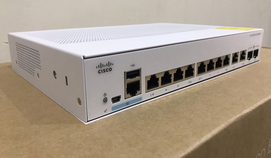 Mặt nghiêng trái Cisco CBS350 Managed 8-port GE, Ext PS, 2x1G Combo - CBS350-8T-E-2G-EU