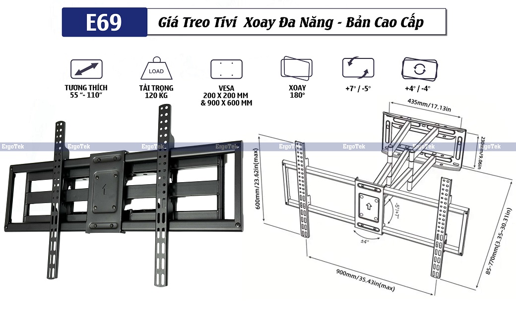 Thông số chi tiết của gia treo đa năng P900 / E69