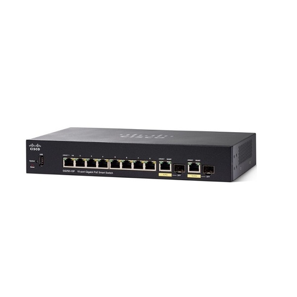 Cisco 10-Port Gigabit PoE+ Smart Switch - SG250-10P-K9