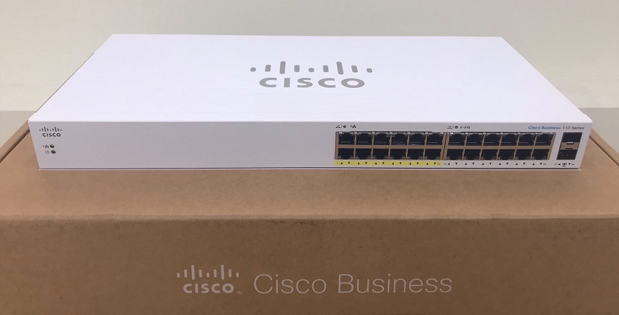 Cisco CBS110 Unmanaged 24-port GE, Partial PoE, 2x1G SFP Shared - CBS110-24PP-EU mặt trước