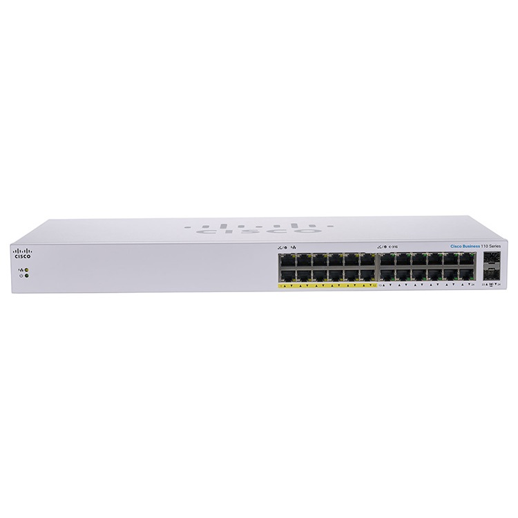 Cisco CBS110 Unmanaged 24-port GE, Partial PoE, 2x1G SFP Shared - CBS110-24PP-EU