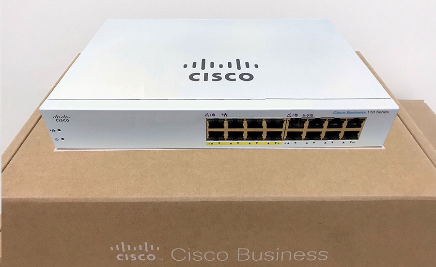 Cisco CBS110 Unmanaged 16-port GE, Partial PoE with 64W power budget - CBS110-16PP-EU mặt trên