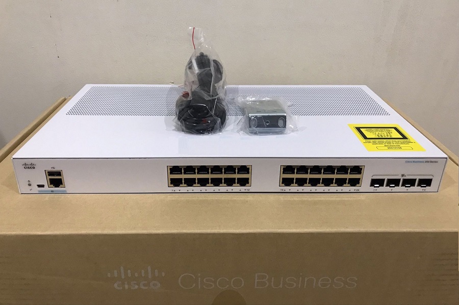 Mặt trước của Thiết bị chuyển mạch Cisco CBS250 Smart 24-port GE, 4x1G SFP - CBS250-24T-4G-EU