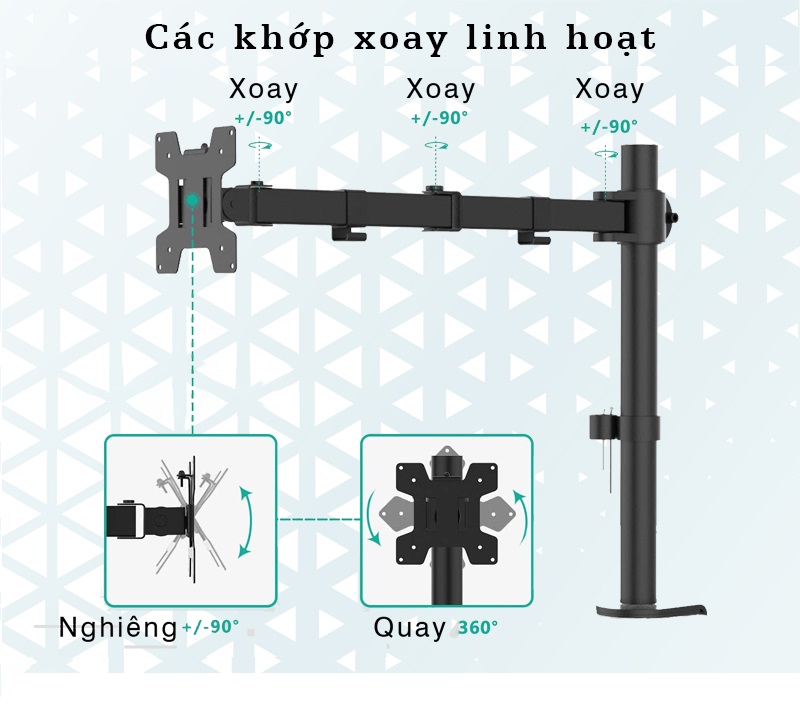 EZ1  sở hữu các khớp nối linh hoạt xoay 180° giúp điều chỉnh thoải mái theo tư thế làm việc.