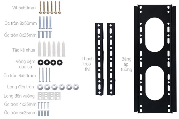 Chi tiết các bộ phận của giá treo tivi cố định Camel CMT40