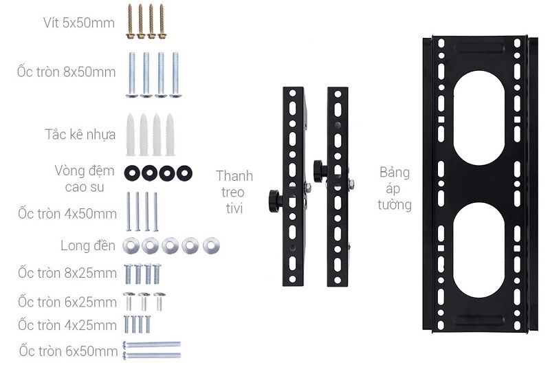 Chi tiết các bộ phận của giá treo tivi nghiêng Camel CMN40